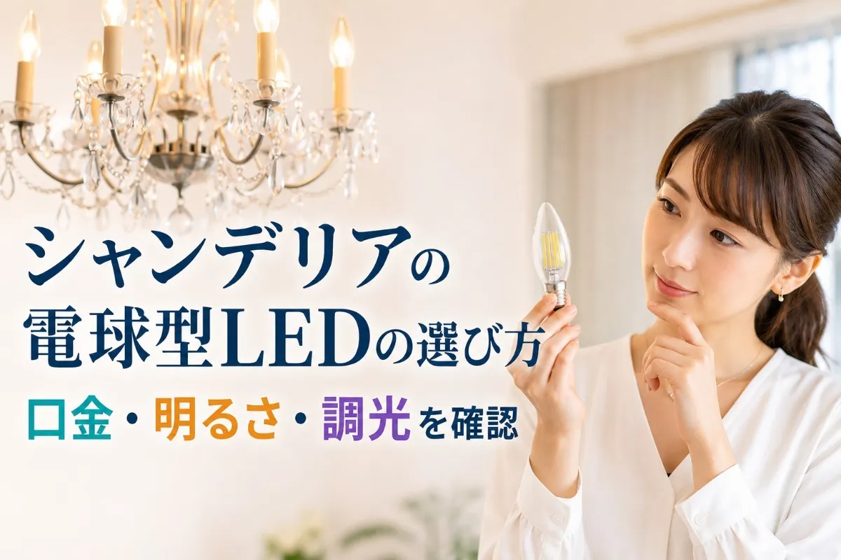 シャンデリアの電球型LEDの選び方|口金・明るさ・調光を確認